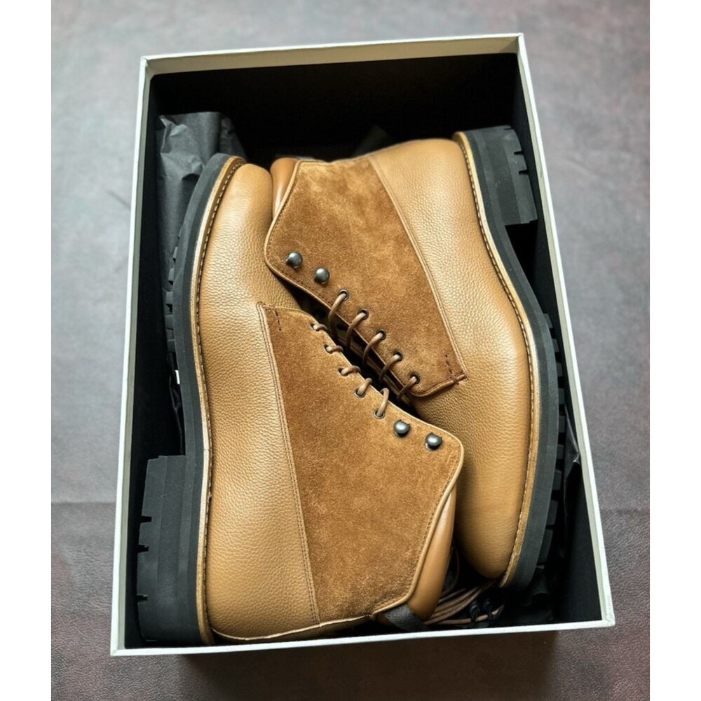 NEW Heschung 1934 Men’s Brown Leather & Suede Boots EU 42.5  size 9.5 U.S. Paris